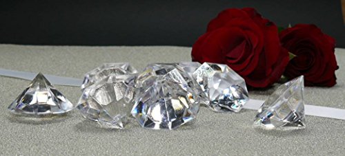 10 große Deko Diamanten Acryl 32mm Hochzeit Tischdeko Diamant klar Hochzeit - 2