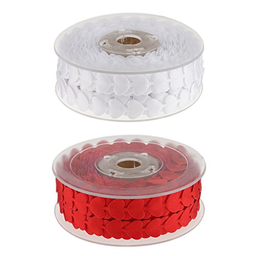 MagiDeal 20 Meter Herz geformte Spitzenband Geschenkband Dekoband Selbstklebend Lace Deko Hochzeit Weihnachten DIY Dekoration – Weiß, 20 Meters x 15mm - 6