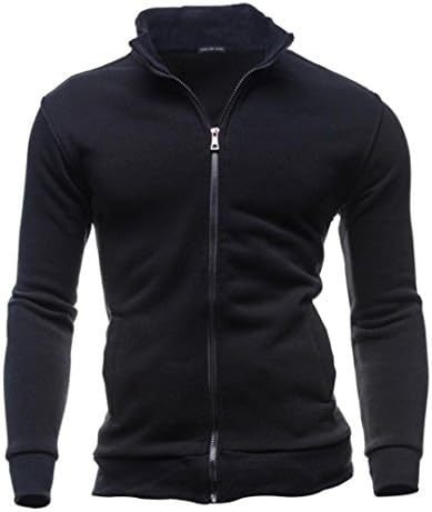 Mens Jacket Coat, DoraMe Autumn Winter Zipper Sweatshirts Sports Cardigan Tops Jacket Coat (L, Black)