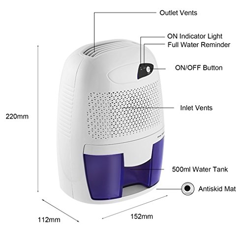 LESHP Dehumidifier,Tragbare 500ml Kleinen Raumentfeuchter Feuchtigkeitsabsorber Für Keller Schlafzimmer Garage Büro Garderobe usw - 8