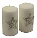 Produktbild Wunderschöne Adventskerzen mit silbernem Stern - Höhe 13cm / Ø 7cm - 2 Stück - Weihnachtliche Kranzkerzen/Stumpenkerzen - Adventskranz/Weihnachtskranz / Weihnachtskerzen/Kerzen Weihnachten (Weiß)