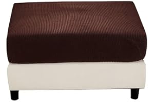 MIECOAE Stool Covers Square Rectangular Footstool Cover Stretch Ottoman Cover, Thicker Stretch Pouffe Cover Foot Stool Jacquard Velvet Slipcovers With Elastic Bottom, Machine Washable (Color : #8, Size : 60