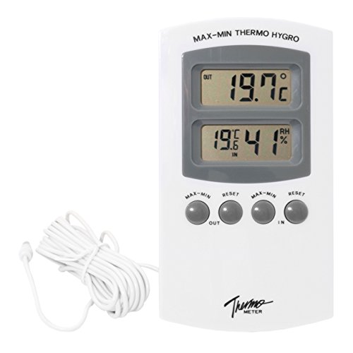 Digital Innenthermometer und Hgyrometer mit Min Max Funktion . Hygrometer , Innen Thermometer mit Aussen Fühler / Sensor Wasserdicht - 2