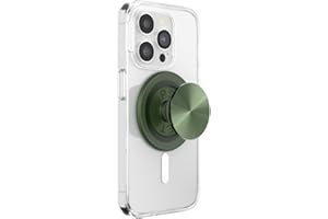 PopSockets: PopGrip Round do MagSafe – pierścień adaptera do MagSafe w zestawie – rozszerzany stojak na telefon i uchwyt z wymienną górną częścią do smartfonów i etui – Alum Radial Olive