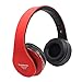 Produktbild samLIKE Kabellos Headphone, Noise Reduction Bluetooth HiFi-Kopfhörer 4D Stereo Headset mit Mikrofon Speaker für iPhone,Android Smartphones PC und MP3 Players usw ( Rot)