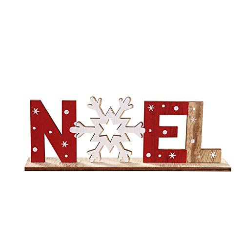 mi ji Ornements Lettres en Bois avec Flocon de Neige Boule de Noël avec l'impression de Table Décoration de Noël Décoration Flocon de Neige Noel Style 1 Pc