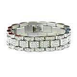TAOtTAO Hip Hop Herren Armband Serie Strass Armband Kette Bling Kristall Armband (Silber)