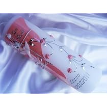 Candela Per Battesimo E Comunione - 40 Cm, Rosa E Argento, Con Lettere Adesive Personalizzabili - Foto 2