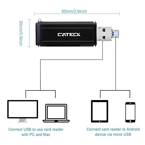 Cateck Micro USB OTG und SuperSpeed 2-Slot USB 3.0 Flash-Speicherkartenleser, zur Unterstützung von SD / Micro SD für Windows, Mac, Linux und bestimmten Android-Systemen - 4