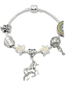 Jewellery Hut I Believe in Unicorns Bettelarmband für Kinder, mit Einhorn-Anhänger, mit Geschenkbox, für Mädchen