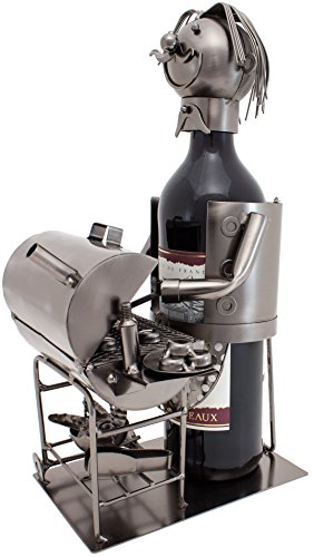 BRUBAKER Flaschenhalter Barbecue Metall Skulptur mit Geschenkkarte - 2
