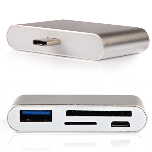 MyArmor Multifunktional 4 in1 USB OTG/TF/SD Smart Card Reader Adapter mit Type-C Ladeanschluss für Apple MacBook, Huawei matebook, Huawei/P9/P9 Plus, LG G5, Google 5x usw. - 3