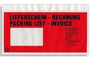 ‎COLOMPAC Colompac 522182 Dokumententaschen DL Lieferschein-Rechnung 230x120mm Inh.1000, rot/schwarz