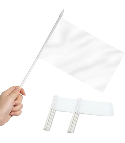 30 Drapeaux Blancs Vierges 14x21cm – Avec Hampe – à Personnaliser Pour Événements, Supporters, Décorations