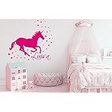 Wandschnörkel ® Wandtattoo HM~AA153 EINHORN Wunsch-Namen 38 Sterne Kinderzimmer Wandaufkleber personalisiert