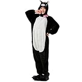 Unisex Onesie Pyjamas Overall Einteiler/Pyjama Schlafanzug Für Erwachsene Schwarze Katze M