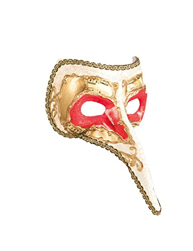 Boland 00282, Máscara de estilo veneciano con nariz, talla única, color Dorado/Rojo