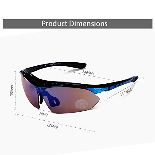 Carfia Multi TR90 UV 400 Outdoor Sport Brille Polarisiert Sonnenbrille Radbrille mit 5 wechselbare Linsen für Skilaufen Golf Radfahren Laufen Angeln Baseball - 3