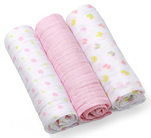 Super Soft Muslin Nappies 70 x 70 cm (Pack of 3) 100% Pure Cotton 7306