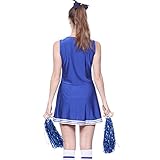 Anladia Cheerleader Kostuem Uniform Cheerleading Cheer Leader Minirock GOGO Damen Maedchen mit 2 Pompoms Karneval Kostuem - 