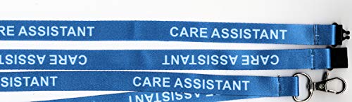 1 correa de identificación médica para hospital, diseño con texto en inglés"Care Assistant", color azul y blanco