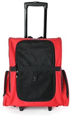 YQQ Pet Out Of The Box Travel Trolley Kennel Pet Trolley Pet Bags Dog Bags Cat Pack Pet Supplies Breathable Convenience (Color : Red)
