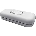FUJIE Torpedo Switch 6Amp in-line Switch for Small Appliance or Lamp, White 2 or 3 Core 1 Pack