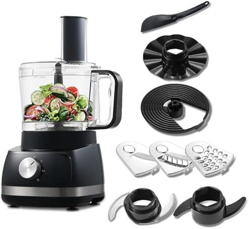TopStrong Robot da Cucina, 800W Robot da Cucina Multifunzione, 2L Food Processor, 3 velocità Impostazione, con 3 dischi per il taglio a fette, tritatutto, impastatore, frusta,nero