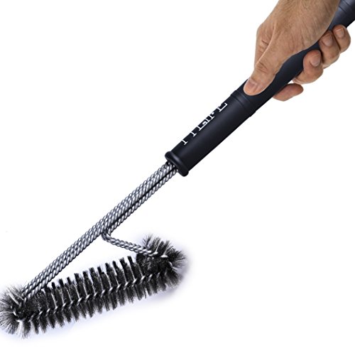 TTLIFE BBQ Grill Grill Reinigungsbürsten Waschreinigungsbürste Edelstahl /17,5 inch 3-Sided Lange mit Aufhängeöse - 7