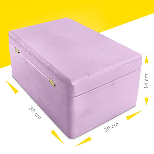 Baby Erinnerungskiste aus Holz zur Geburt für Mädchen – Kiefer Rosa Lackiert – ca. 30 x 20 x 14 cm – Venkon - 5