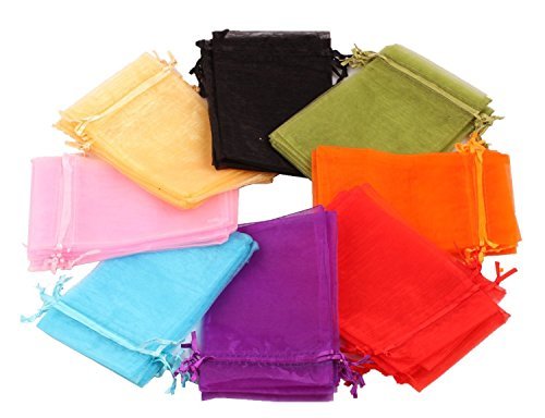 100pc 5 x 17,78 cm TQWY Organza Retroexcavadoras Celloexpress bolsa de colores mezclados