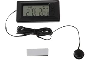 JORZER Thermomètre automobile intérieur et thermomètre extérieur Thermomètre à affichage numérique LCD avec un thermomètre intérieur et extérieur du câble de 1,5 m