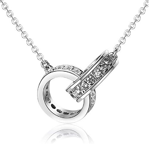 Mother's Day Gifts Interlocking Rings 925 Sterling Silver Necklace,18" Chain,Pendant Neckalces fow Women