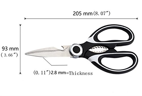 Küchenscheren Edelstahl Hochleistungs Utility Küchenschere mit scharfen Klingen Mehrzweck Haushalt Schere für Geflügel Huhn Fisch Fleisch Gemüse Kräuter Obst Nüsse und mehr - 6