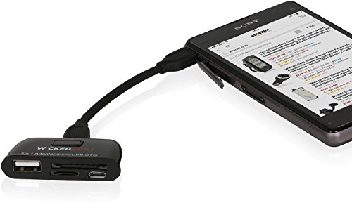 Wicked Chili 5in1 microUSB OTG Adapter mit Verlängerungskabel für Tablet / Smartphone (z.B. Tab S2, Xperia, SurfTab) – USB Host für Tastatur, Maus, Festplatte, Stick, micro USB, SD/MMC, Micro-SD - 3