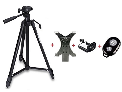 4-in-1 135 cm Kamera Stativ+Handy Halterung+Tablet Halter+Bluetooth Fernbedienung für iPad Pro 9.7, iPad Air, iPad 4 3 2, iPad Mini 4 3 2 1/iPhone 7,7 Plus, 6s, 6s Plus,6 Plus,6 5s 5c 5g 4s 4g - 2