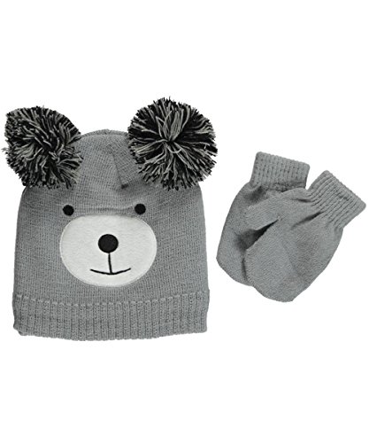 Polar Wear Baby Boys' "Great Bear" Beanie & Mittens Set - gray, one size