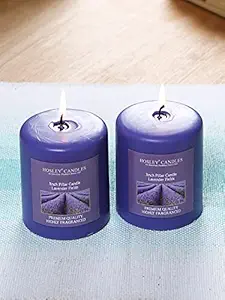 Hosley Lavender Fields Wax Pillar Candles (2.75 cm x 2.75 cm x 3 cm, Purple, Set of 2)