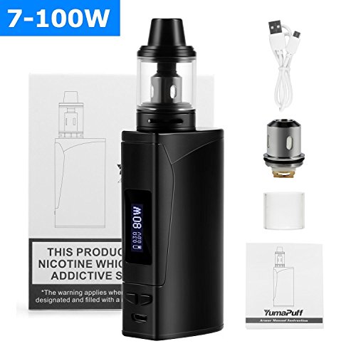 E Cigarette Starter Kit, Armor Starter Kit 100 W Box Mod starter, recargable y reciclable, batería de iones de litio 2000mAh incorporada con pantalla OLED, E Cig Vape - No E Liquid, Nicotine Free