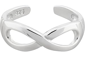 7K Zehenring aus 925 Sterling Silber als Fußschmuck oder Fingerring für Damen, Herren und Kinder, offener Midi Ring, verstellbar, Modell 26 Infinity
