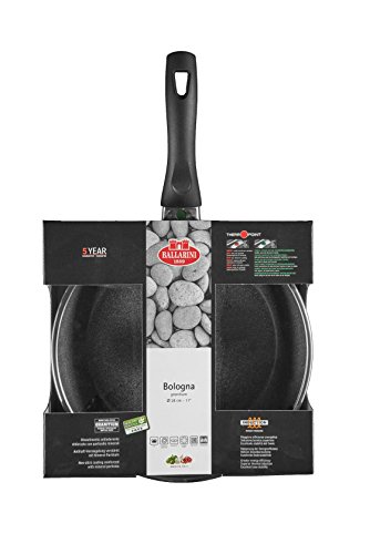 Ballarini Bologna Granitium Schmorpfanne 28 cm mit Glasdeckel 9N3K-D.28 aus Aluminium mit Granitium-Antihaftbeschichtung induktionsgeeignet Temperaturkontrolle Made in Italy