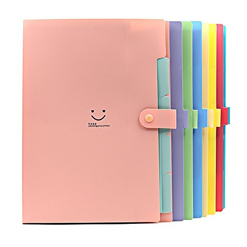 Folder Zhi Jin de 5  bolsillos y pesta  as Candy tama  o A4  carta  carpeta clasificadora estilo acorde  n con clip de bot  n  color rosa