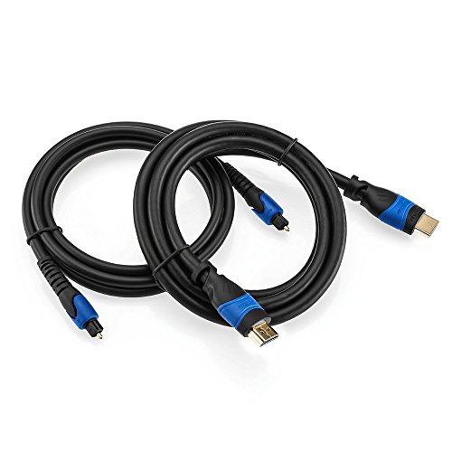 deleyCON HDMI Kabel + Toslink optisches Audio Digital Kabel (2m – 2 Kabel) (Neuster Standard) ARC 3D 4K Ultra HD (1080p/2160p) - 4