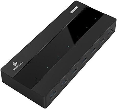 USB 3.0 Hub, POWERILLEX 7 Port Hub for Microsoft Surface/Surface Pro/Surface Book, MacBook 12”, NEW Macbook pro 13.3”, HP Spectre 13.3” Ultrabooks Elitebook, ThinkPad X1 Tablet(2016), Yoga 910, LG Gram 15 Notebooks Laptops with 12V 2.5A Power Adapter and USB 3.0 Cable