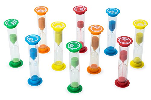 Sanduhr Set 10er Pack – 2x (30 Sec, 1 Min, 2 Min, 3 Min, 5 Min) – Premium Buntes Sanduhren Set für Kinder – Farben: Blau, Grün, Rot - 6