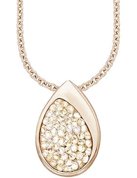 s. Oliver Damen-Kette mit Anhänger Swarovski Elements Edelstahl teilvergoldet Kristall weiß Rundschliff 45 cm...
