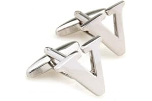 Virens Empourium Mens Initial Alphabet Letter A to Z Silver White Steel Wedding Formal Business Cufflinks Gift Present