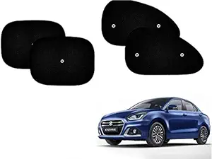 Universal Hub Car Window Sunshades with Vacuum Cups Black Set of 4 for Maruti Suzuki Swift Dzire 2020
