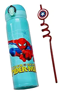 Le Delite Unicorn Water Bottle for Kids (Unicorn /Princess /Pig /Superhero Action Man ) /Gym Sipper/ Cute Super Hero Stainless Steel Thermos Insulated Flask/Boys Girls Kids Glass Tumbler (Spider)