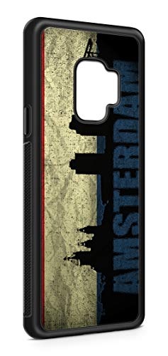 aina Samsung Galaxy A6 Plus Silikon Schutzhülle Flexibles Slim Case Kratz und Rutschfest Schwarz Holland Amsterdam Fahne Falgge